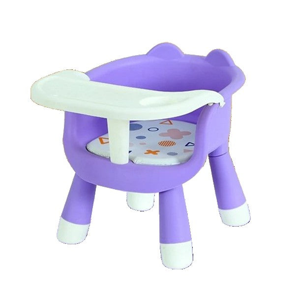 Scaun de Masa pentru Copii, Klevo, 2 in 1, Tavita Detasabila, Spatar Ergonomic, +6 Luni, Inaltime 36 cm, Mov