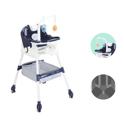 Scaun de Masa pentru Copii, Klevo, Multifunctional, Pliabil, cu Roti, Cos de Depozitare, din Plastic, Centura de Siguranta, Suport de Agatat Jucarii, 110 x 60 x 70 cm, Albastru