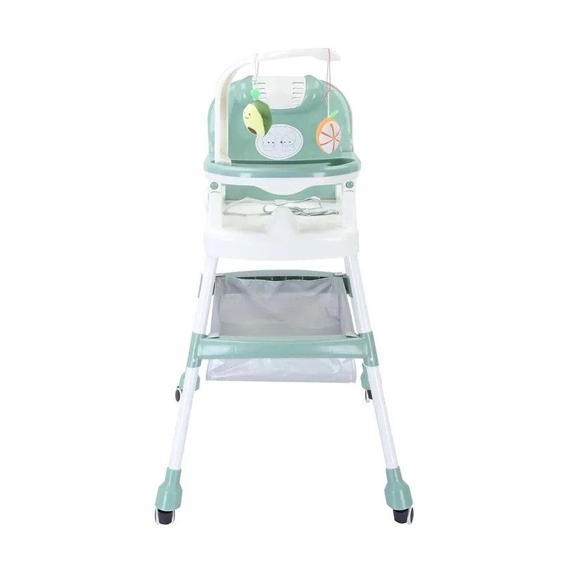 Scaun de Masa pentru Copii, Klevo, Multifunctional, Pliabil, cu Roti, Cos de Depozitare, din Plastic, Centura de Siguranta, Suport de Agatat Jucarii, 110 x 60 x 70 cm, Verde
