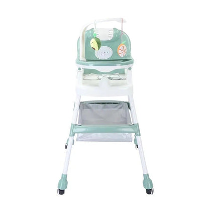Scaun de Masa pentru Copii, Klevo, Multifunctional, Pliabil, cu Roti, Cos de Depozitare, din Plastic, Centura de Siguranta, Suport de Agatat Jucarii, 110 x 60 x 70 cm, Verde