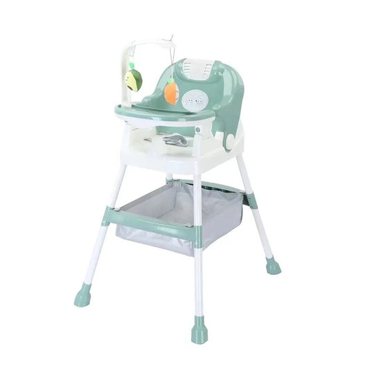 Scaun de Masa pentru Copii, Klevo, Multifunctional, Pliabil, cu Roti, Cos de Depozitare, din Plastic, Centura de Siguranta, Suport de Agatat Jucarii, 110 x 60 x 70 cm, Verde