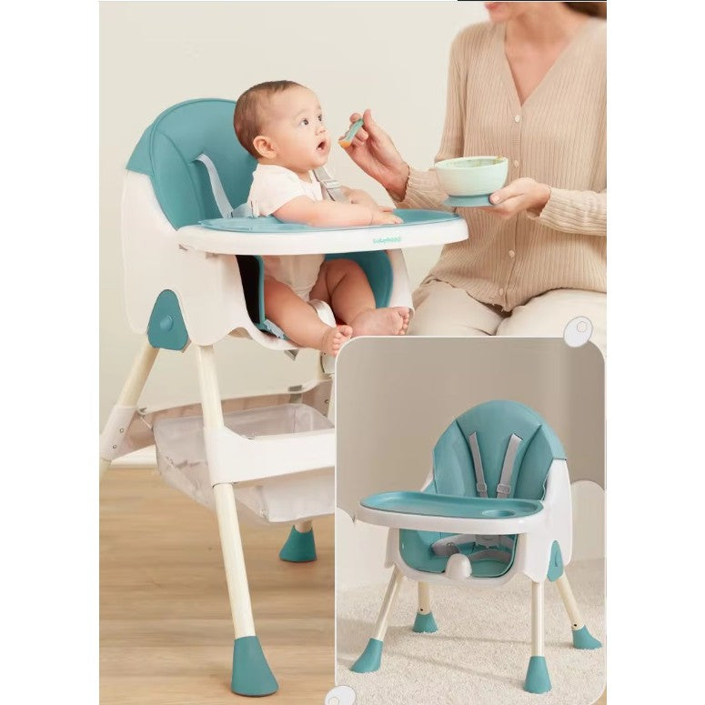 Scaun de Masa Pliabil 3in1, Klevo, Reglabil, Multifunctional, 3 Pozitii, Masuta si Husa Detasabile, Centura de Siguranta, Albastru