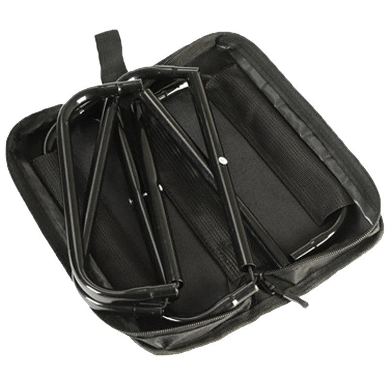 Scaun Pliabil, Klevo, pentru Adulti, Portabil, pentru Camping, Pescuit, din Panza Oxford si Cadru Metalic, 24 x 24 x 28 cm, Negru