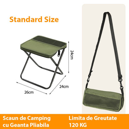 Scaun Taburet Pliabil pentru Camping, Klevo, pentru Adulti, Scaun Portabil, Pescuit, din Panza Oxford si Cadru Metalic, Mic 26 x 24 x 24 cm, Verde