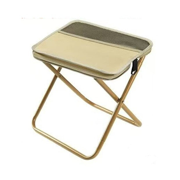 Scaun Taburet Pliabil pentru Camping, Klevo, pentru Adulti, Scaun Portabil, Pescuit, din Panza Oxford si Cadru Metalic, Mic 26 x 24 x 24 cm, Bej