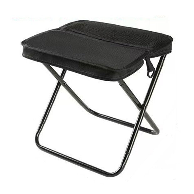 Scaun Taburet Pliabil pentru Camping, Klevo, pentru Adulti, Scaun Portabil, Pescuit, din Panza Oxford si Cadru Metalic, Mare 31 x 29 x 25 cm, Negru