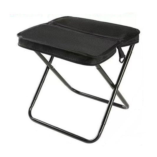 Scaun Taburet Pliabil pentru Camping, Klevo, pentru Adulti, Scaun Portabil, Pescuit, din Panza Oxford si Cadru Metalic, Mare 31 x 29 x 25 cm, Negru
