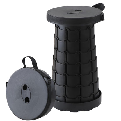 Scaun Telescopic Pliabil pentru Camping si Pescuit, Klevo, Portabil, Universal, Sustine 150 kg, ABS, Diametru 25 cm, Extensibil, Inaltime 45 cm, Negru