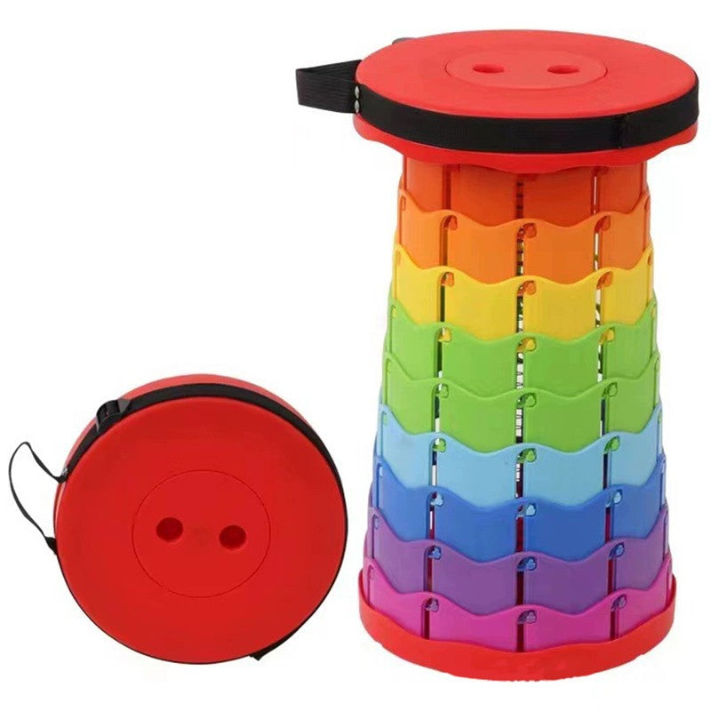 Scaun Telescopic Pliabil pentru Camping si Pescuit, Klevo, Portabil, Universal, Sustine 150 kg, ABS, Diametru 25 cm, Extensibil, Inaltime 45 cm, Multicolor