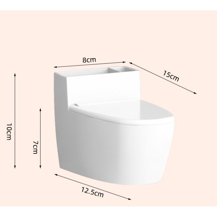 Scrumiera creativa Klevo, Forma de Toaleta, Capac Alb , Material ABS si Otel Inoxidabil, 12.5 x 10 x 8 cm, Fixare prin Lipire sau De Sine Statator, pentru Baie, Camera, Bucatarie, Balcon, Alb, model 2