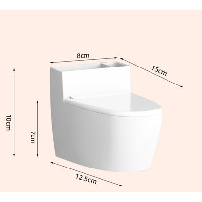 Scrumiera creativa Klevo, Forma de Toaleta, Capac Alb , Material ABS si Otel Inoxidabil, 12.5 x 10 x 8 cm, Fixare prin Lipire sau De Sine Statator, pentru Baie, Camera, Bucatarie, Balcon, Alb, model 2