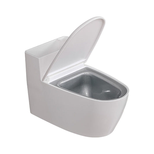 Scrumiera creativa Klevo, Forma de Toaleta, Capac Alb , Material ABS si Otel Inoxidabil, 12.5 x 9.8 x 8.4 cm, Fixare prin Lipire sau De Sine Statator, pentru Baie, Camera, Bucatarie, Balcon, Alb