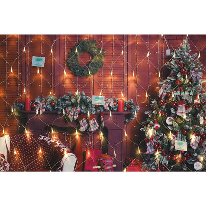 Sectiune Instalatie de Craciun Klevo, Tip Plasa, 160 LED-uri, 3 m x 1 m, 8 jocuri de lumini, Interconectabila, Fir transparent, Alb cald