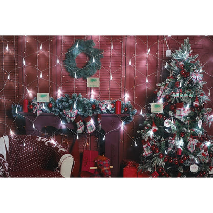Sectiune Instalatie de Craciun Klevo, Tip Plasa, 80 LED-uri, 2 m x 1 m, 8 jocuri de lumini, Interconectabila, Fir transparent, Alb rece