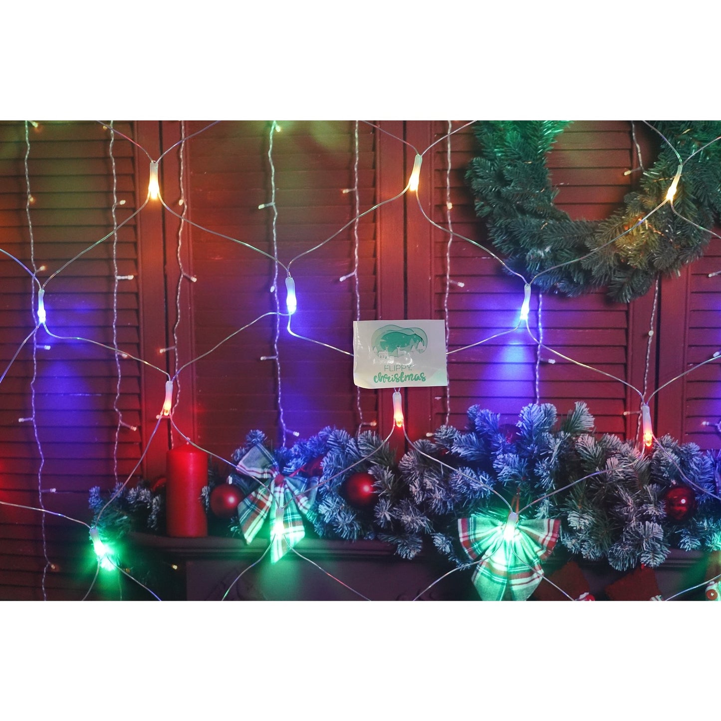 Sectiune Instalatie de Craciun Klevo, Tip Plasa, 80 LED-uri, 2 m x 1 m, 8 jocuri de lumini, Interconectabila, Fir transparent, Multicolor