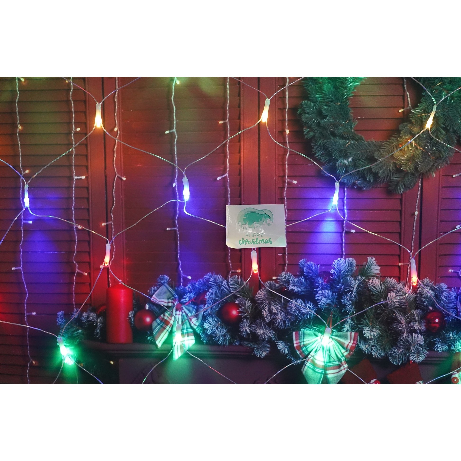 Sectiune Instalatie de Craciun Klevo, Tip Plasa, 80 LED-uri, 2 m x 1 m, 8 jocuri de lumini, Interconectabila, Fir transparent, Multicolor