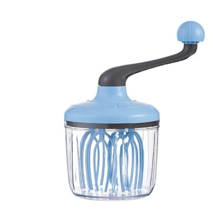 Mixer Manual, Klevo, pentru Oua Smantana Frisca Aluat, Maner Plastic, Usor de Utilizat si Depozitat, Bol Transparent, 24.5 x 11.5 cm Albastru
