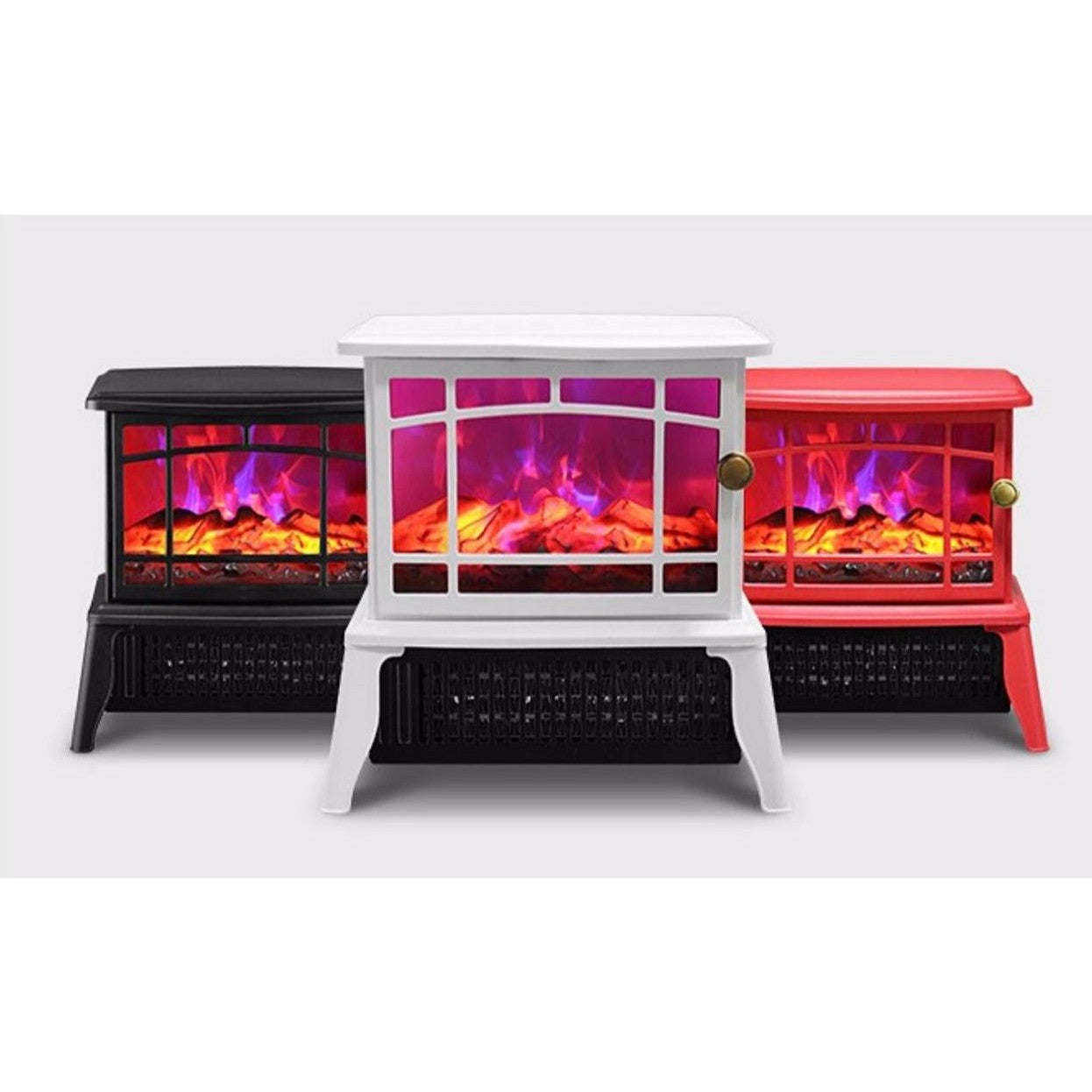 Semineu electric Klevo, 1500W, cu efect de flacara, 25 x 16 x 25 cm, Alb