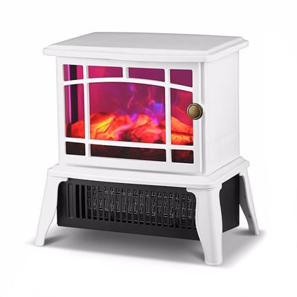 Semineu electric Klevo, 1500W, cu efect de flacara, 25 x 16 x 25 cm, Alb