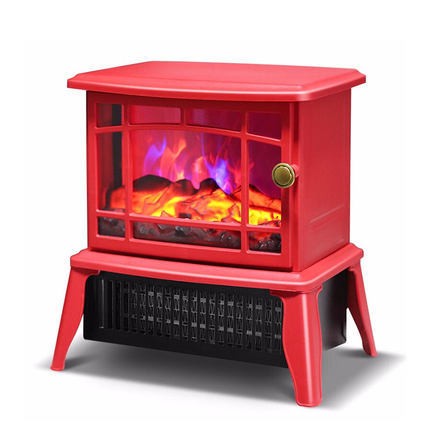 Semineu electric Klevo, 1500W, cu efect de flacara, 25 x 16 x 25 cm, Rosu