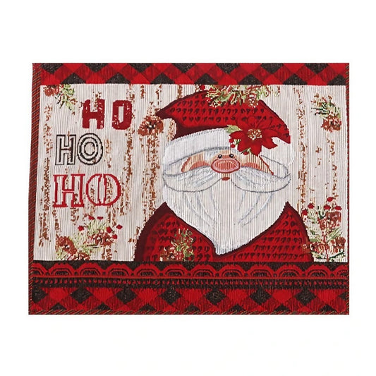 Servet de Masa, Klevo, Model Mos Craciun, Scris HoHoHo, Tematica Craciun, Prosop pentru Masa, Bumbac si Fibre Sintetice, 43x33 cm, Rosu