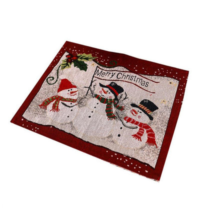 Servet de Masa, Klevo, Model Oameni de Zapada, Scris Merry Christmas, Tematica Craciun, Prosop pentru Masa, 47x33 cm, Bumbac si Fibre Sintetice, Rosu