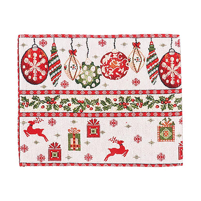Servet pentru Masa, Klevo, Model Globulete si Cadouri, Tematica Craciun, 43 x 34 cm, Rosu