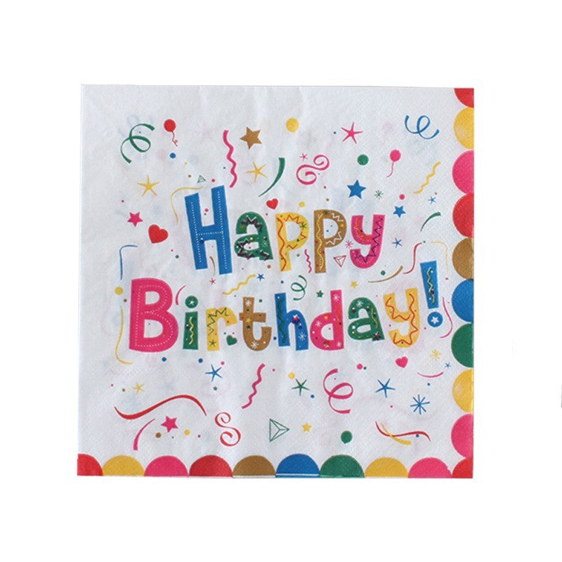 Servetele de Masa pentru Zile de Nastere, Klevo, Servetele de masa Tematice Happy Birthday, Set 20 buc, Unisex, din Hartie, 33 x 33 cm, Alb Multicolor