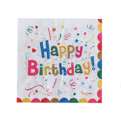 Servetele de Masa pentru Zile de Nastere, Klevo, Servetele de masa Tematice Happy Birthday, Set 20 buc, Unisex, din Hartie, 33 x 33 cm, Alb Multicolor