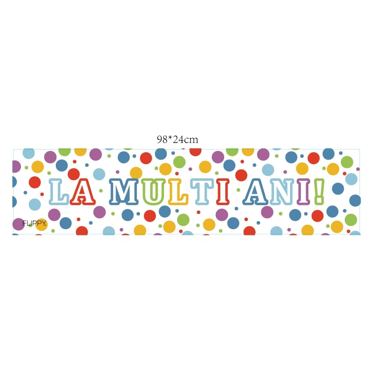 Banner Aniversar, Klevo, Colectie LA MULTI ANI, 98 x 24 cm, Multicolor