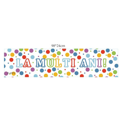 Banner Aniversar, Klevo, Colectie LA MULTI ANI, 98 x 24 cm, Multicolor