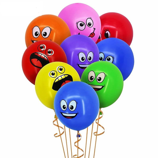 Set 10 Baloane, Klevo, Model Emoji, din Latex, 25 cm, Multicolor