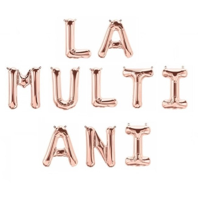 Set 10 Baloane din Folie Metalizata, Klevo, Figurine Litere, Model La multi ani, Tema Aniversare, 40 cm, Ambalaj Individual, Pai Inclus,  Umflare cu Aer sau Heliu, Bej