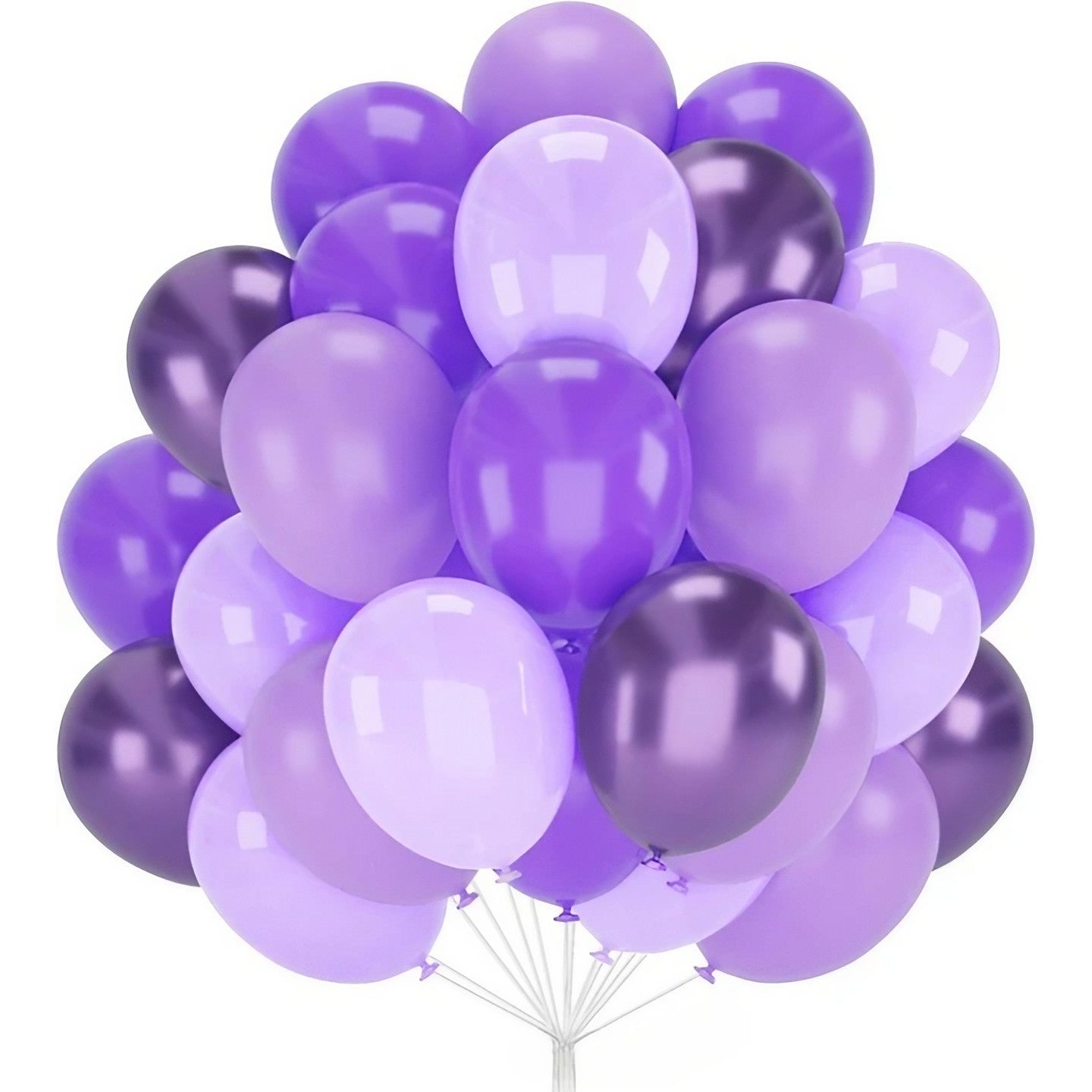 Set 10 Baloane din Latex Chrome, Klevo, Model Party, 23 cm, Diferite Nuante Mov, 2.2 g