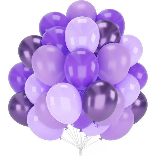 Set 10 Baloane din Latex Chrome, Klevo, Model Party, 23 cm, Diferite Nuante Mov, 2.2 g