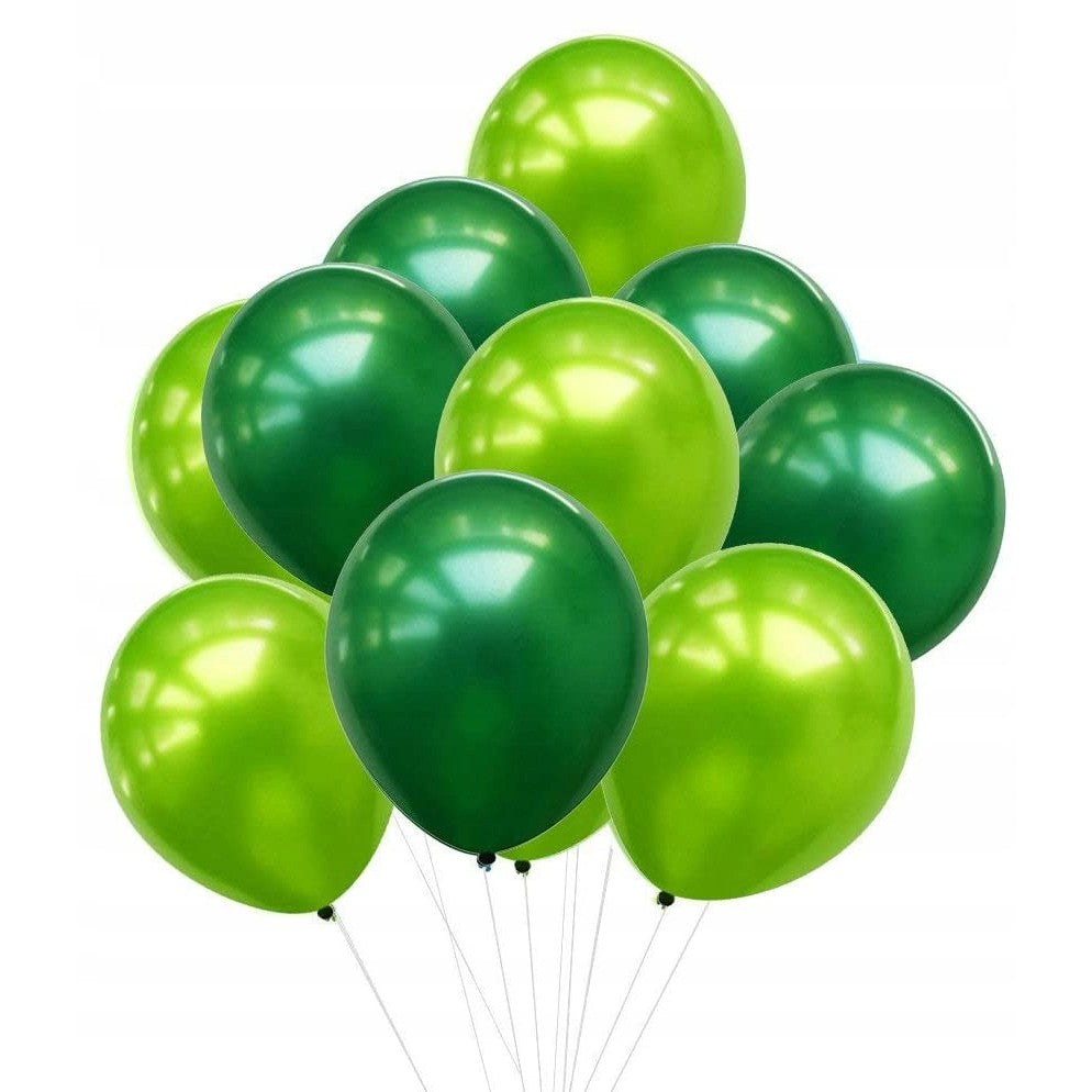 Set 10 Baloane din Latex Chrome, Klevo, Model Party, 23 cm, Diferite Nuante Verde, 2.2 g