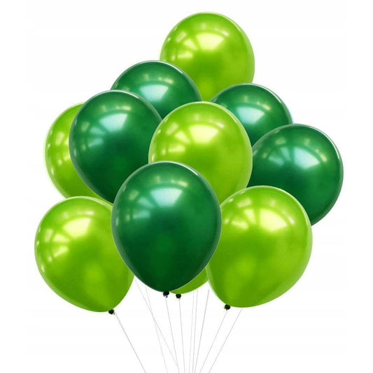 Set 10 Baloane din Latex Chrome, Klevo, Model Party, 23 cm, Diferite Nuante Verde, 2.2 g