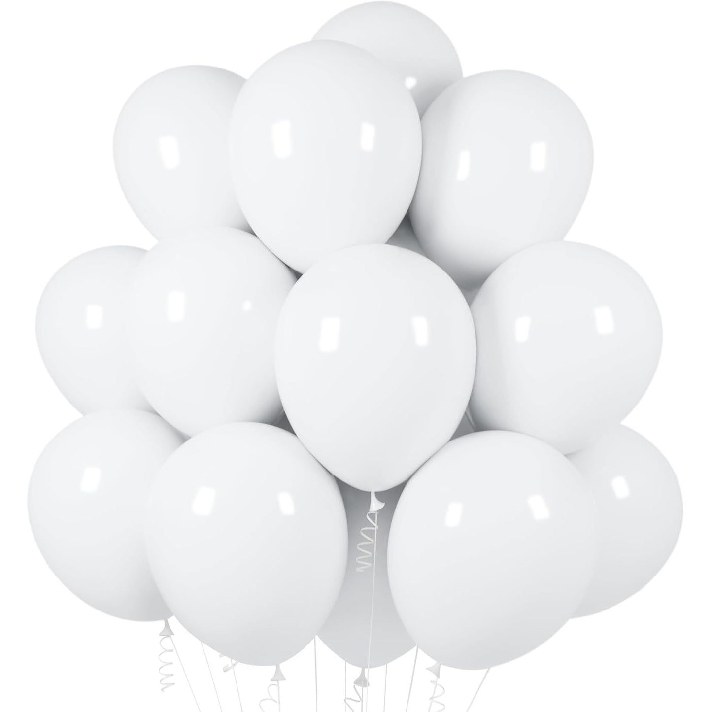 Set 10 Baloane din Latex, Klevo, Model Party, 13 cm, 1 g, Alb
