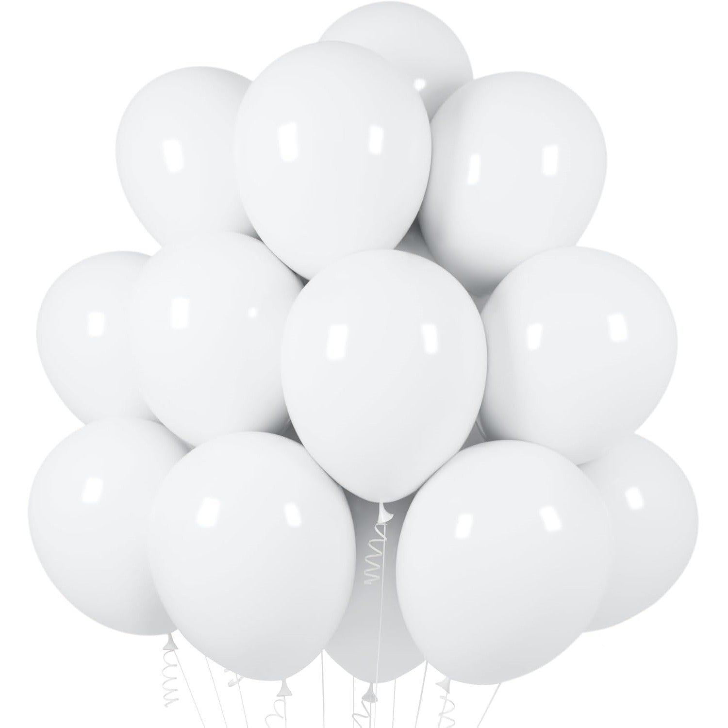 Set 10 Baloane din Latex, Klevo, Model Party, 13 cm, 1 g, Alb