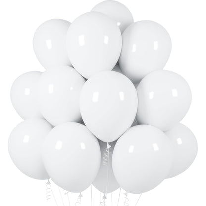 Set 10 Baloane din Latex, Klevo, Model Party, 13 cm, 1 g, Alb
