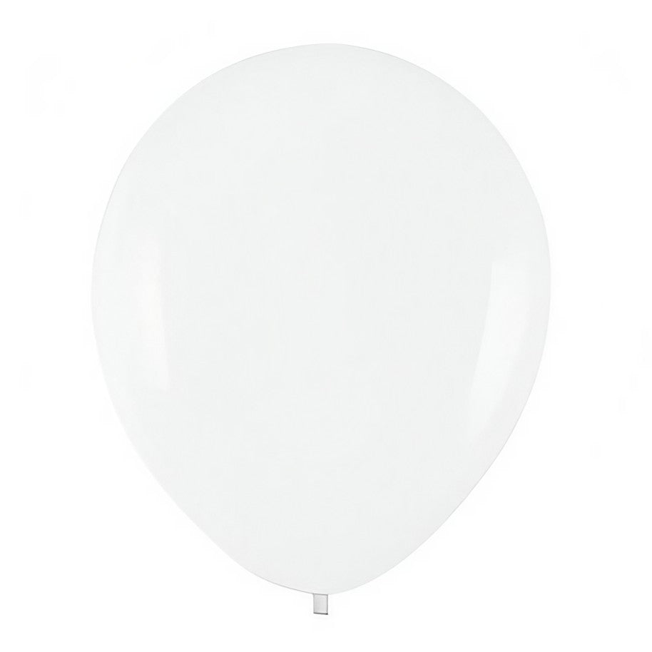 Set 10 Baloane din Latex, Klevo, Model Party, 13 cm, 1 g, Alb