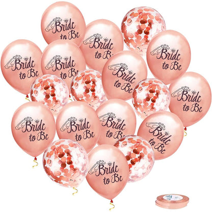 Set 10 Baloane din Latex, Klevo, Model Party Bride To Be, 30 cm, 2.8 g, Transparent, cu Confetti, Roz
