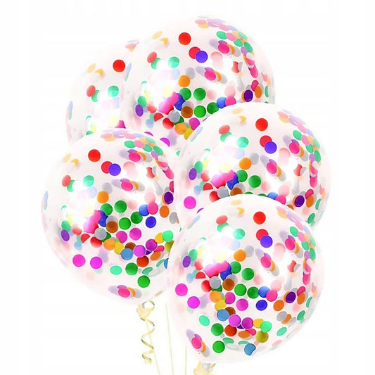 Set 10 Baloane din Latex, Klevo, Model Party Confetti, 30 cm, Multicolore, 2.8 g