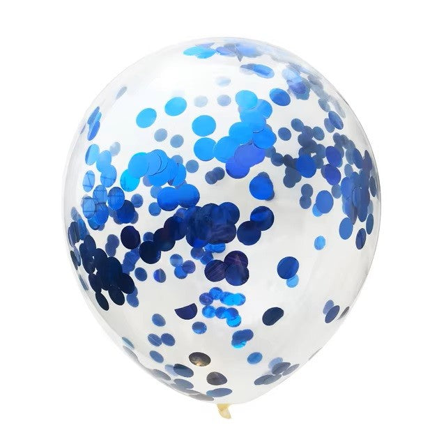 Set 10 Baloane din Latex, Klevo, Model Party Confetti, 5 x Confetti, 5 x Albastru, 25 cm, 2.2g