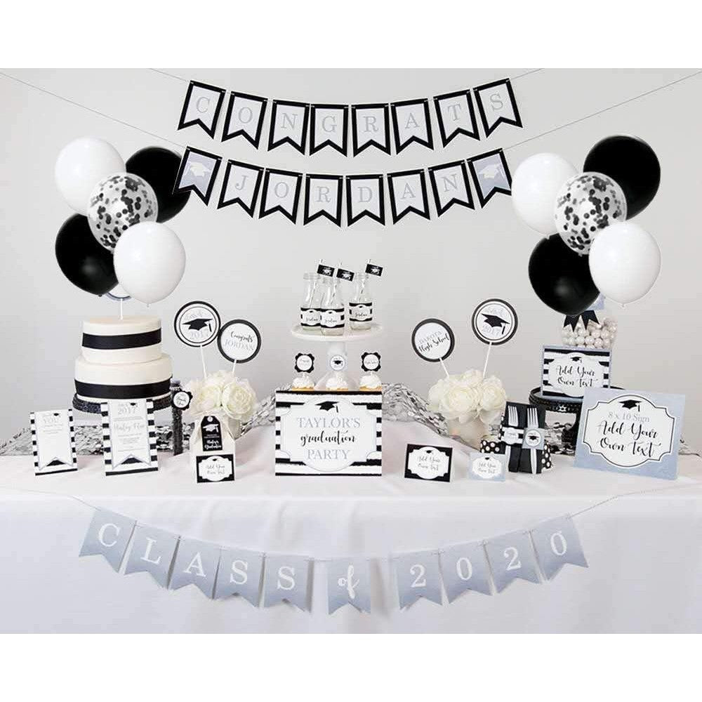 Set 10 Baloane din Latex, Klevo, Model Party Confetti, 5 x Confetti, 5 x Negru, 25 cm, 2.2g