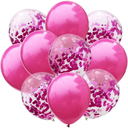 Set 10 Baloane din Latex, Klevo, Model Party Confetti, 5 x Confetti, 5 x Roz, 25 cm, 2.2g