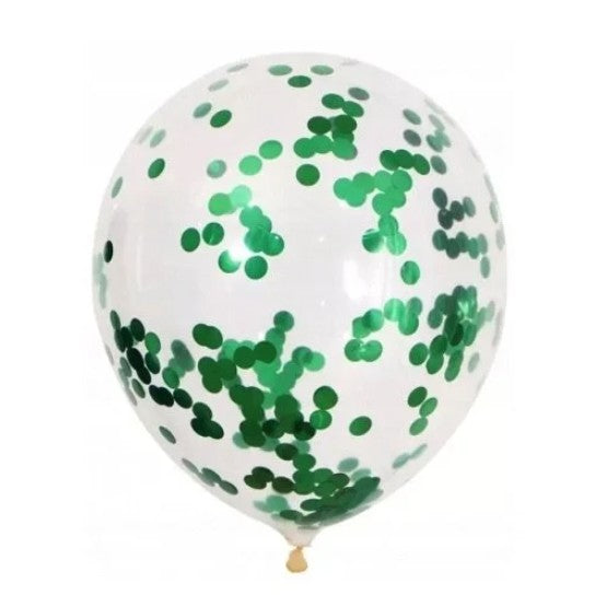 Set 10 Baloane din Latex, Klevo, Model Party Confetti, 5 x Confetti, 5 x Turcoaz, 25 cm, 2.2g