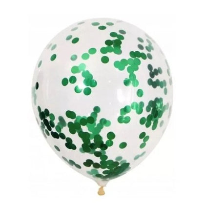Set 10 Baloane din Latex, Klevo, Model Party Confetti, 5 x Confetti, 5 x Turcoaz, 25 cm, 2.2g