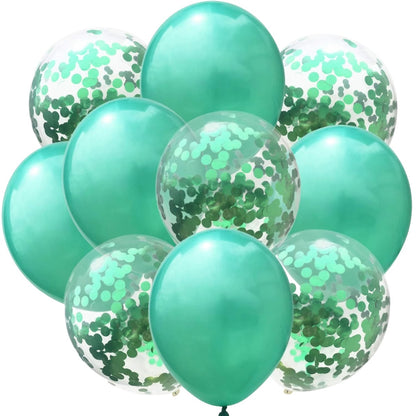 Set 10 Baloane din Latex, Klevo, Model Party Confetti, 5 x Confetti, 5 x Turcoaz, 25 cm, 2.2g