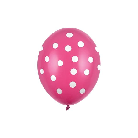 Set 10 Baloane din Latex, Klevo, Model Party cu Buline si Simple, 30 cm, Fucsia, 2.8 g